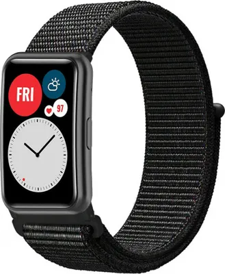 Produktbild von Strap-it Huawei Watch Fit Nylonarmband (Schwarz)