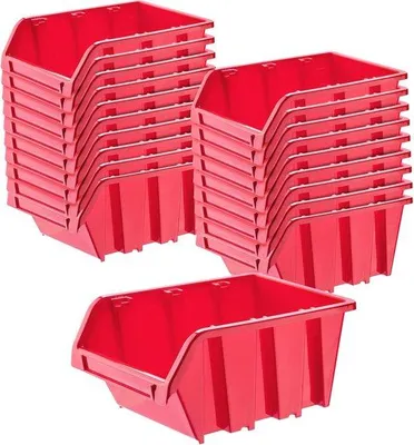 Immagine prodotto di Scatola in plastica per attrezzi, 20 scomparti, rossa, 29x20 cm