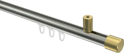 Produktbild von Interdeco Innenlaufstange / Gardinenstange mit Innenlauf Edelstahl-Optik / Messing-Optik, Typ Sonius Santo (Kappe) Deckenmontage, 20 mm Ø 1-läufig, 100 cm