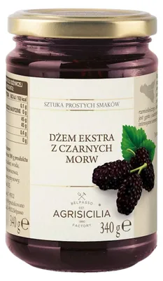 DŻEM EKSTRA Z CZARNEJ MORWY BIO 340 g - AGRISICILIA