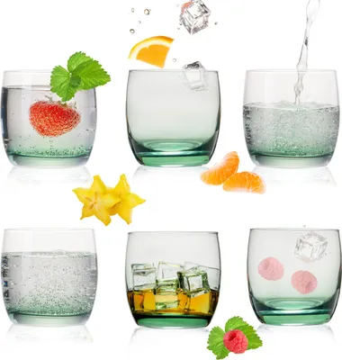 Produktbild von PLATINUX Elegante Trinkgläser aus Glas Ombré Effekt Grün 200ml (max. 320ml) Set 6 Teilig Wassergläser Saftgläser klein
