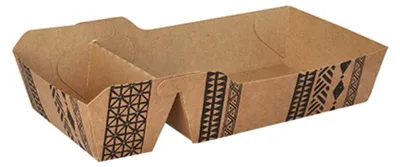 Produktbild von 360 Pommes-Frites-Trays, Pappe 2-geteilt 3,5 cm x 11 cm x 18,5 cm braun Maori extra groß