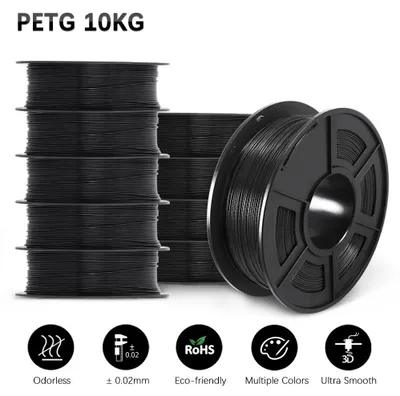 Produktbild von 3D-Druckerfilament - PETG-Filament - 1,75 mm - 10 kg - 10 Rollen - Schwarz - Sauber aufgewickelt