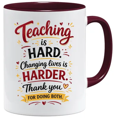 Lehrerbecher – Dankeschön-Geschenk, 330 ml, Keramik, weiß
