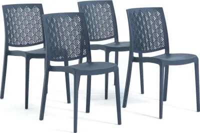 Image de lot de 4 chaises empilables en polypropylène avec fibre de verre pour l'extérieur et le jardin, bar et restaurant, cuisine design moderne - ASTRID - Petrol
