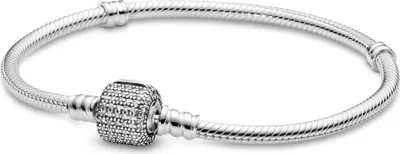 Produktbild von Pandora Moments Schlangen-Gliederarmband mit Funkelndem Pavé-Verschluss 590723CZ Damenarmband, Armbandumfang:19cm
