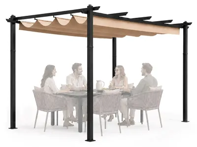 Immagine prodotto di Pergola da giardino per terrazza 3x4 m, gazebo in acciaio con copertura beige MultiGarden