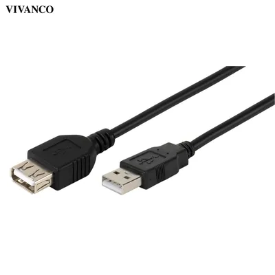 Produktbild von ViVanco™USB 2.0 AM/AF 0.75m, 0,75 m, USB A, USB A, USB 2.0, Männlich/Weiblich, Schwarz