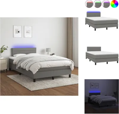 Produktbild von vidaXL Boxspringbett mit Matratze & LED Dunkelgrau 120x200 cm Stoff -  Betten & Bettgestelle