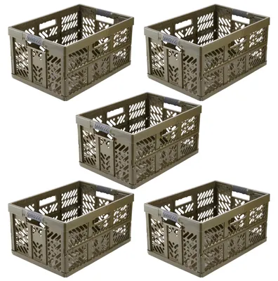 Image de keeeper ben, coffres pliables professionnels, lot de 5, 45 litres, vert olive