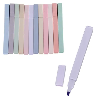 Produktbild von Textmarker Set 12 Farben Pastell, Keilspitze, Schnelltrocknend, Auslaufsicher