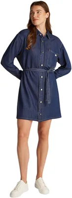Produktbild von Calvin Klein Damen Jeanskleid Lyocell Belted Denim Shirt mit Gürtel, Blau (Denim