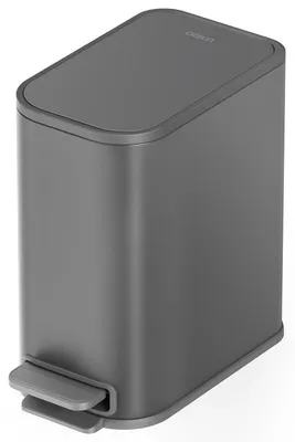 Immagine prodotto di Contenitore per rifiuti da bagno con coperchio, pedale a pressione, capacità 5 litri, acciaio inossidabile, colore grigio
