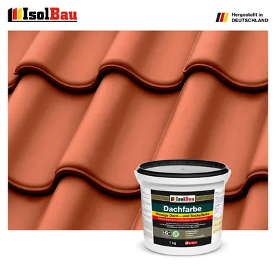 Produktbild von Isolbau Dachfarbe Ziegelrot 7 kg Sockelfarbe Fassadenfarbe Dachbeschichtung RAL Farbe
