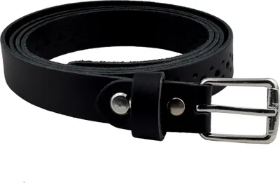 Produktbild von Gürtel aus Leder 2x105cm Lochmuster Ledergürtel mit Schnalle schwarz