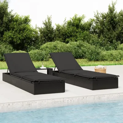 Produktbild von "im Angebot" Sonnenliege 1 Stk. - möbel für den Garten - mit Auflage Schwarz 201x55x62 cm Poly Rattan - Gartenliegen CC8402