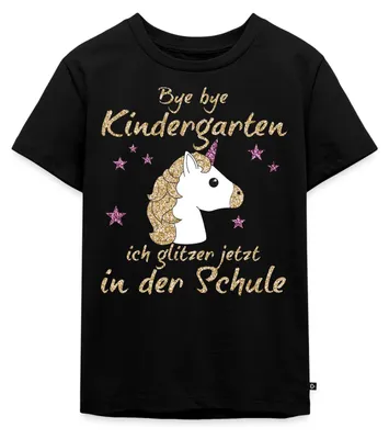Produktbild von Spreadshirt Bye Bye Kindergarten Glitzer In Der Schule Kinder Premium T-Shirt, 98/104 (2 Jahre), Schwarz