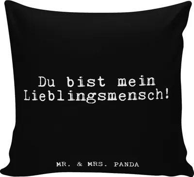 Produktbild von Mr. & Mrs. Panda Kissen 40x40 Du bist mein Lieblingsmensch! - Schwarz - Geschenk, Liebster Mensch, Weiches, Glizer Spruch Sprüche Weisheiten Zitate Lustig Weisheit Worte