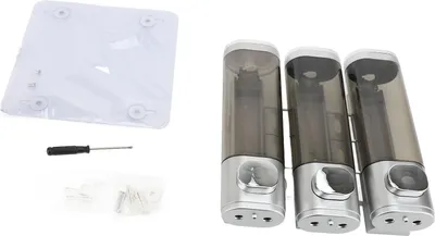 Zdjęcie produktu dla dozownik mydła w płynie 3 w 1 300 ml Dozownik mydła w płynie naścienny Łazienka Szampon do włosów Odżywka Dozownik Pojemnik Srebrny