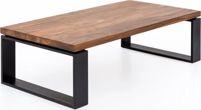 Produktbild von Couchtisch WL5.650 Sheesham 115x35x60 cm Massiv Holz Sofatisch mit Metallgestell, Wohnzimmertisch Rechteckig Massivholz Braun, Holztisch Modern, Tisch Wohnzimmer