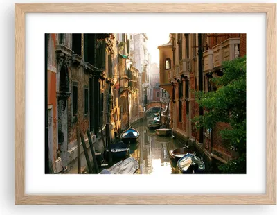 Produktbild von Gerahmtes Poster - Rahmen in heller Eiche - Venedig Brücke Wasser Haus - 40x30 cm - Wand Bild - Wanddeko - Wandbilder - Wandposter - Bilderrahmen - Bilder - Kunstdruck - Wandbild - P2NAA40x30-2532