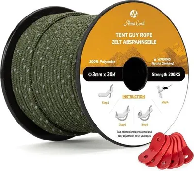 Produktbild von Zeltleine mit Aluminiumspannern - 30 Meter, 3 mm, reflektierend