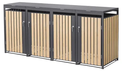 Produktbild von ML-Design Mülltonnenbox 4er für 4 Tonnen 240L 264x80x120 cm Anthrazit-Lärchenoptik, Stahl, wetterfest/abschließbar