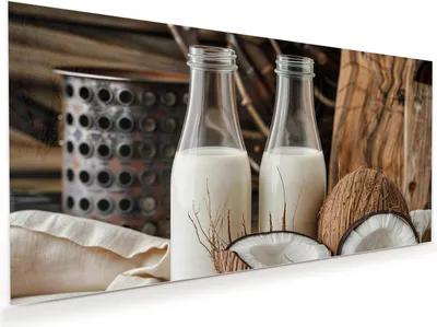 Produktbild von Glasbild 80x40cm in XXL für Wohnzimmer, Schlafzimmer Motiv Kokosnusslmahlzeit