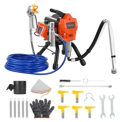 Immagine prodotto di VEVOR spruzzatore di vernice airless 1500 W 3300 psi, 2,65 L/min sistema di spruzzatura della vernice con spazzola di pulizia e tubo flessibile e barra di estensione e ugelli, spruzzatore di vernice per case, edifici