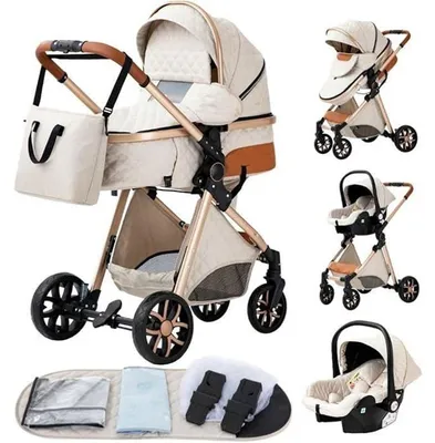 Produktbild von 3-in-1 Kombikinderwagen mit Babywanne und Autositz weiß
