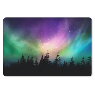 Produktbild von MuchoWow® Mauspad Mousepad Nordlicht - Sternenhimmel - Wald - Kanada 27x18 cm - Mousepads - Maus Mat - Pad - Mausunterlage - Büroartikel - Desk Matten