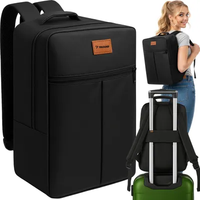 Produktbild von Handgepäck-Rucksack TRIZAND  40×20×25 cm Kabinengepäck für Flugzeug 20 L nur 470 g Trolley-Gurt, Fronttasche gepolsterte Schultergurte