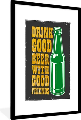 Produktbild von MuchoWow® MuchoWow® Gerahmtes Poster Mancave - Flasche - Bier - Vintage 60x90 cm - Poster mit zchwarzem Bilderrahmen - Dekoration - Wandposter Wohnzimmer - Hochwertig