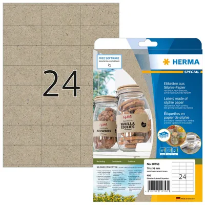 Image de Herma HERMA 10753 étiquette autocollante Rectangle Permanent Marron 480 pièce(s)