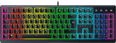Produktbild von Razer Ornata V3 Gaming Tastatur QWERTZ DE, flache Mecha-Membran Switches klickend, Chroma RGB Zonen, magnetische Handballenauflage, Media-Tasten