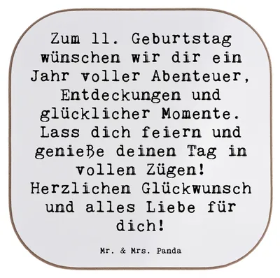 Produktbild von Mr. & Mrs. Panda Untersetzer für Gläser Spruch 11. Geburtstag Wunder - Weiß - Geschenk, Tischuntersetzer, Alter, gläseruntersetzer, Happy Birthday, Tassen, Coaster