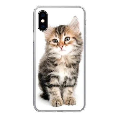 Produktbild von MuchoWow® Handyhülle Schutzhülle Hülle für iPhone X Kätzchen - Weiß - Nase - Mädchen - Kinder - Jungen - Kinder Silikon Softcase Handy Hülle - Handyhülle