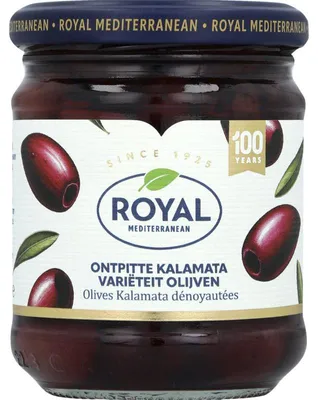 Obrázek produktu pro Royal Kalamata Olijven bez pecky, 185 g - Prémiové řecké černé olivy