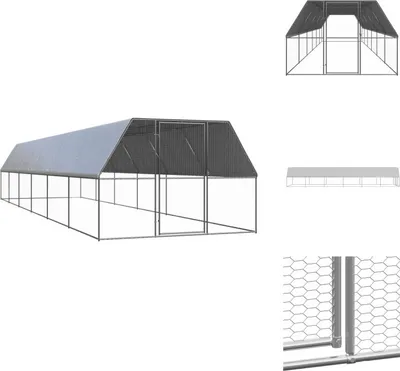 Obrázok produktu pre vidaXL Vonkajšia klietka pre kurčatá 3x12x2 m Pozinkovaná oceľ - Príbytky a výbehy pre malé zvieratá