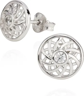 Produktbild von Ohrstecker Blume des Lebens Zirkonia weiß 925 Silber 9,7mm Lebensblume Ohrringe