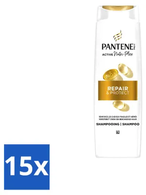 Imagen del producto de 15 champús Pantene Pro-V Repair & Protect, 250 ml cada uno. Paquete económico de 15 unidades