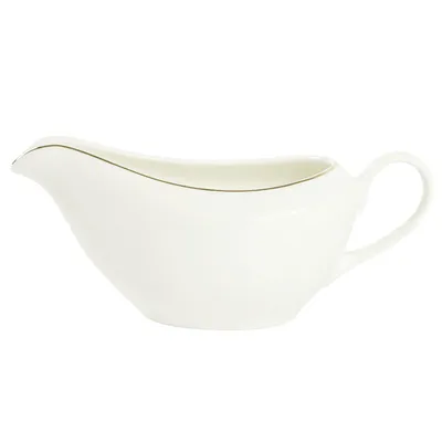 Produktbild von Porzellan Tafelservice 29-tlg. weiß gold für 6 Personen – Teller, Schüsseln, Platten, Sauciere, Salz- & Pfefferstreuer