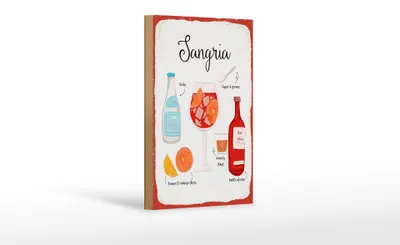 Produktbild von Holzschild Rezept Sangria Cocktail Recipe Soda 12x18 cm Dekoration