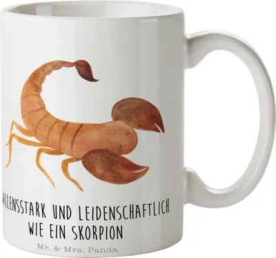 Produktbild von Mr. & Mrs. Panda Tasse Sternzeichen Skorpion - Weiß - Geschenk, Geburtstag Oktober, November, Kaffeebecher, Skorpione, Trinkbecher, Becher, Teetasse, Kaffeetasse