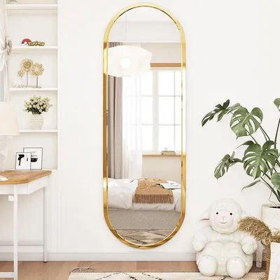 Produktbild von Famanu Ovale Wandspiegel 120 x 40 cm - Modernes Design mit Metallrahmen