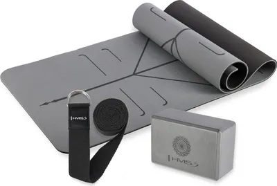Produktbild von Yoga-Set - Graue TPE-Matte, Block, Gurt