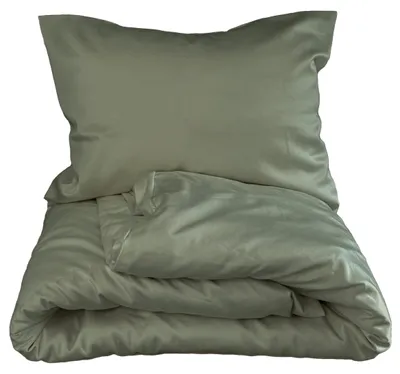 Immagine prodotto di Set di lenzuola in Lyocell™ Lyocell, colore verde Iballa, composto da: lenzuolo matrimoniale 140x200 cm e federa 70x90 cm