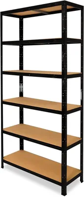 Productafbeelding van Metalen Stellingkast - Opbergrek Zwaar - Ruimte Creëren - Schroefloze Montage - 180x80x40cm - Zwart