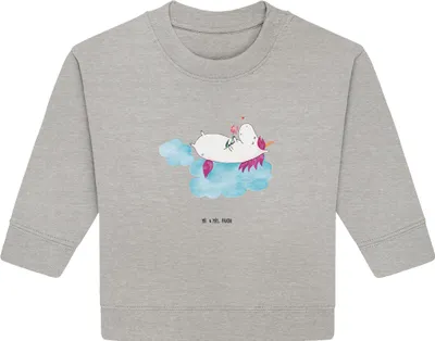Produktbild von Mr. & Mrs. Panda Organic Baby Pullover Einhorn Verliebt 12. - 18. Monat - Heather Grey - Geschenk, Wolke, Bullover, Unicorn, Freundin, Einhörner, Liebe