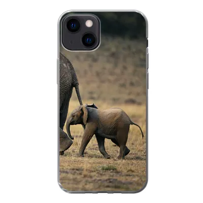Produktbild von MuchoWow® Handyhülle Schutzhülle Hülle für iPhone 13 Elefant - Tiere - Savanne - Natur Silikon Softcase Handy Hülle - Karteninhaber
